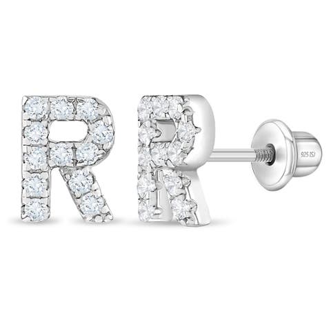 Cubic Zirconia Letter Initial Earrings
