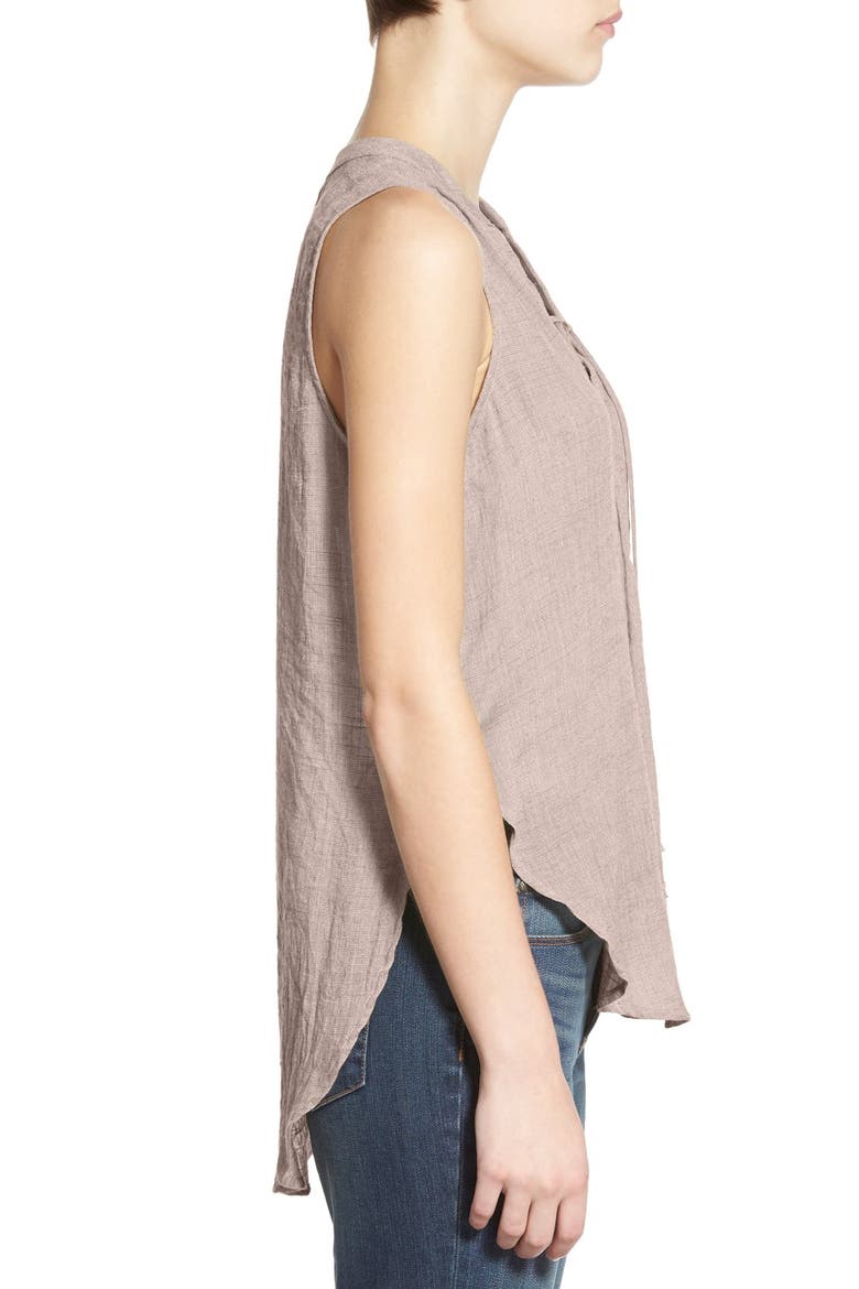 Lace-Up Sleeveless Henley Top, Alternate, color, ASHES