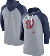 Nike Men's Nike Heather Gray/Heather Navy Washington Nationals Baseball Raglan 3/4-Sleeve Pullover Hoodie