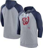 Nike Men's Nike Heather Gray/Heather Navy Washington Nationals Baseball Raglan 3/4-Sleeve Pullover Hoodie