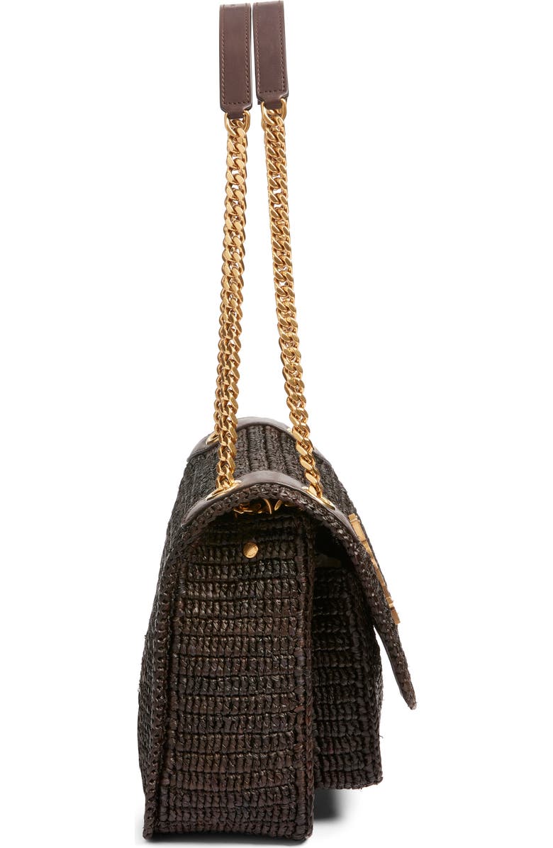 Saint Laurent Medium Niki Woven Raffia Shoulder Bag, Alternate, color, Chocolate Truffle