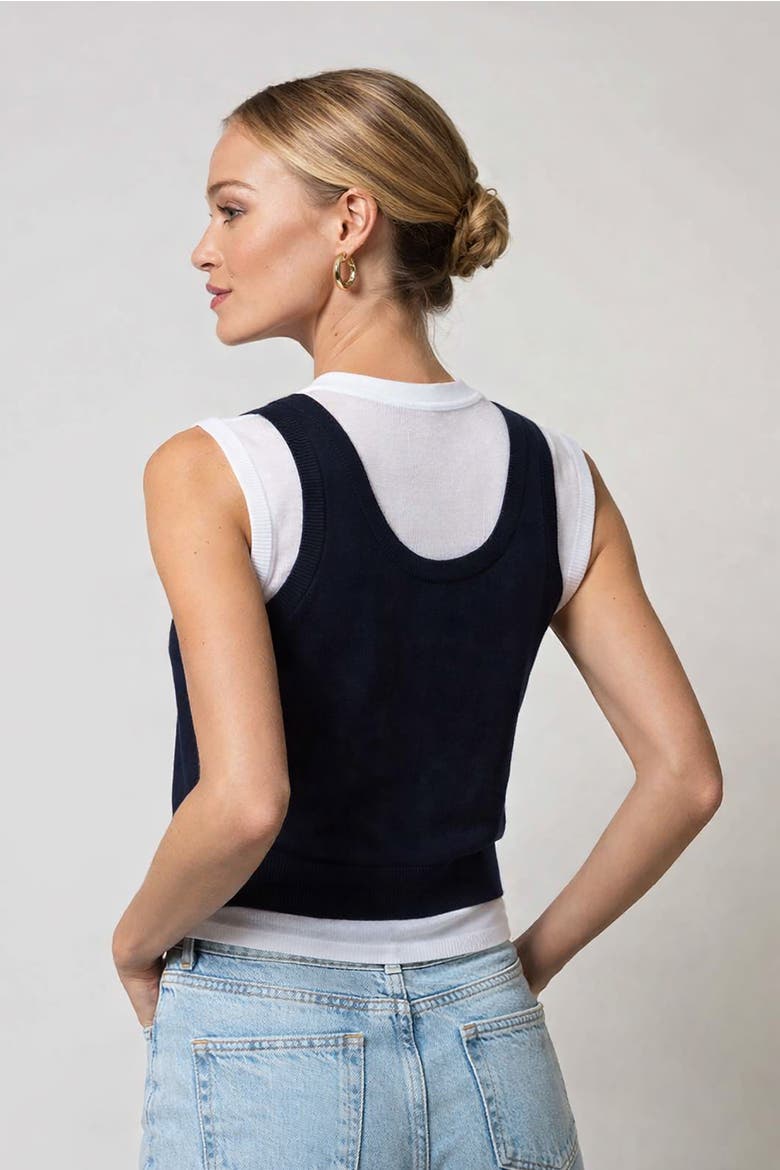 Coen Double Layer Sweater, Alternate, color, NAVY/WHITE