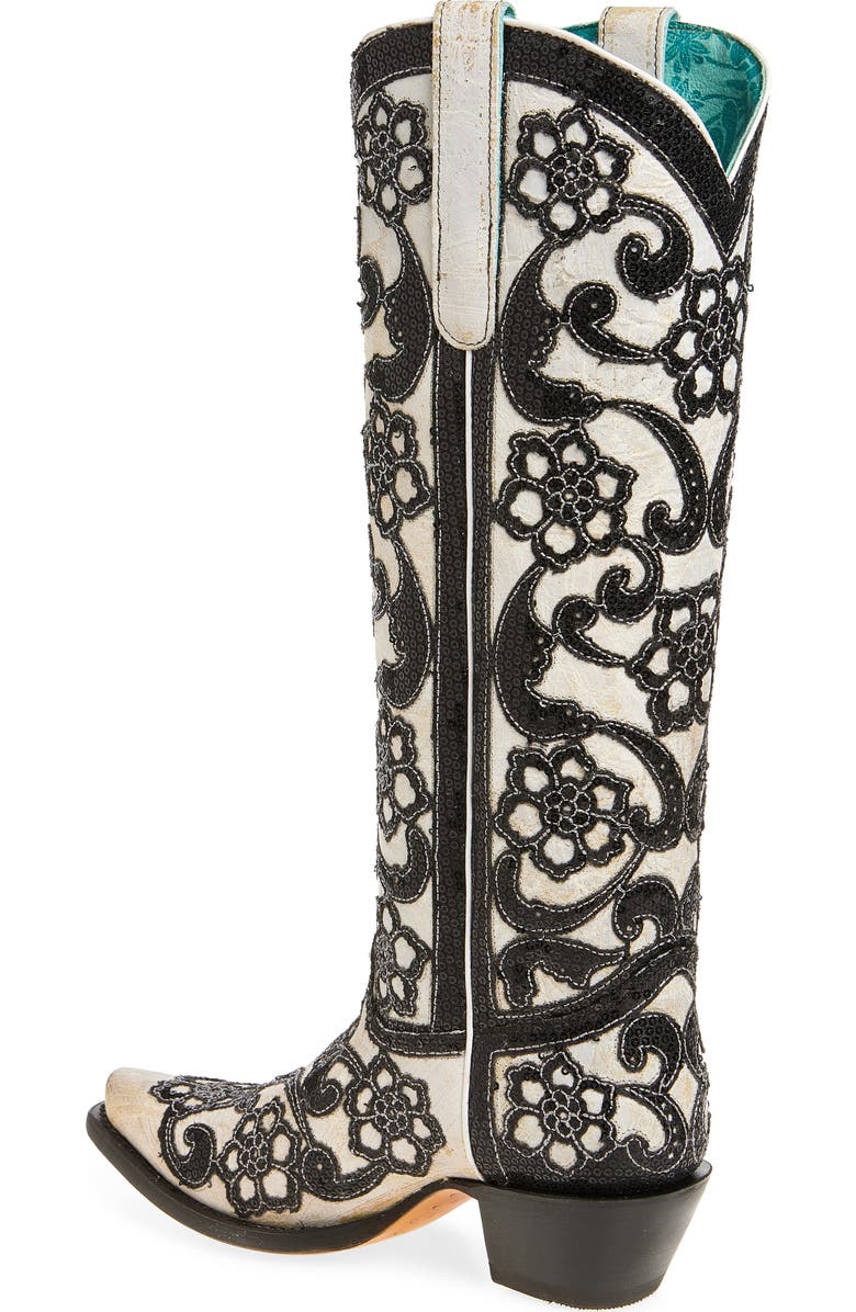 CORRAL Sequin Embellished Overlay Western Boot, Alternate, color,