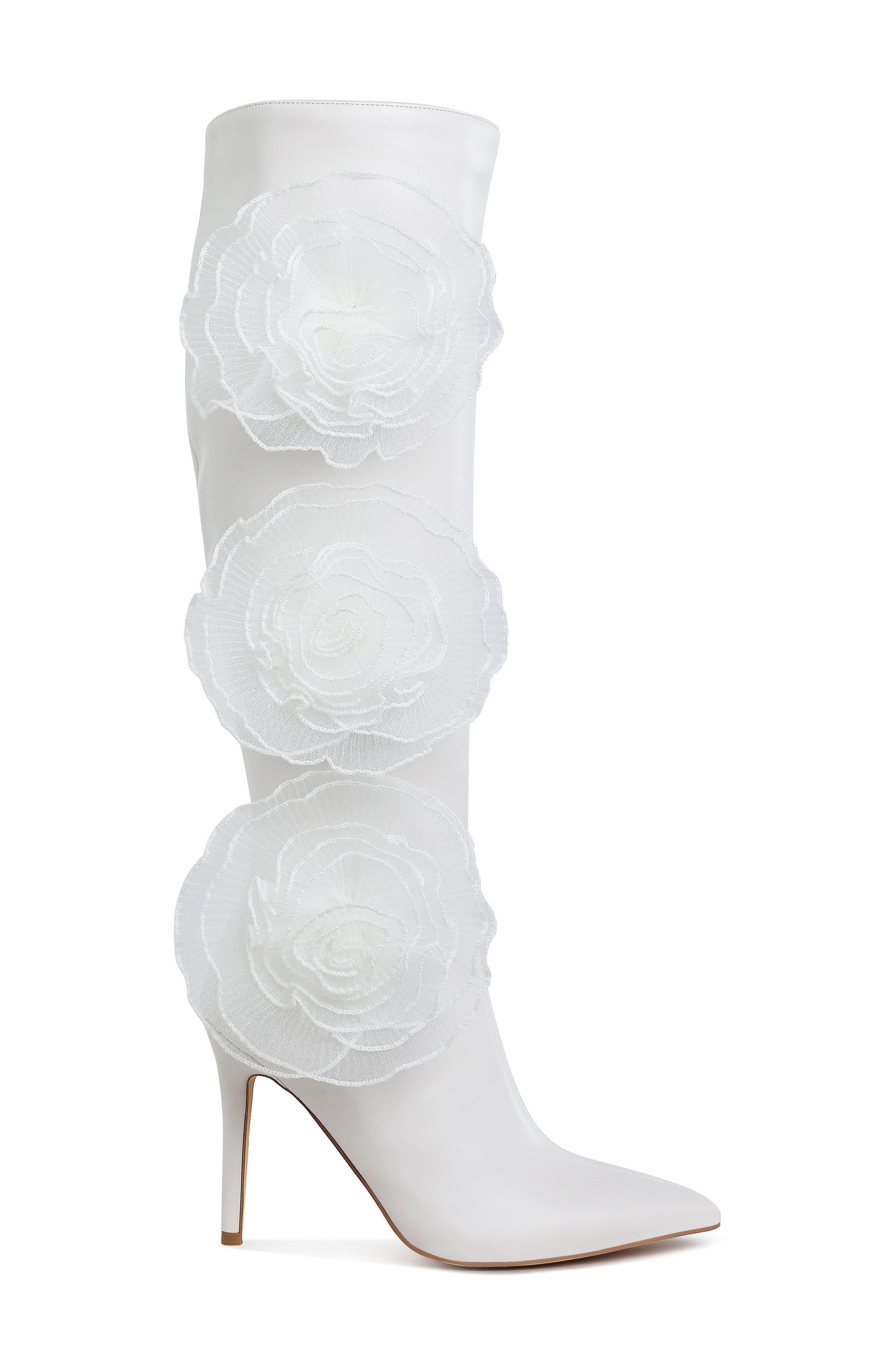 LONDON RAG Chinkara Rose Detail Tall Boot, Alternate, color, White