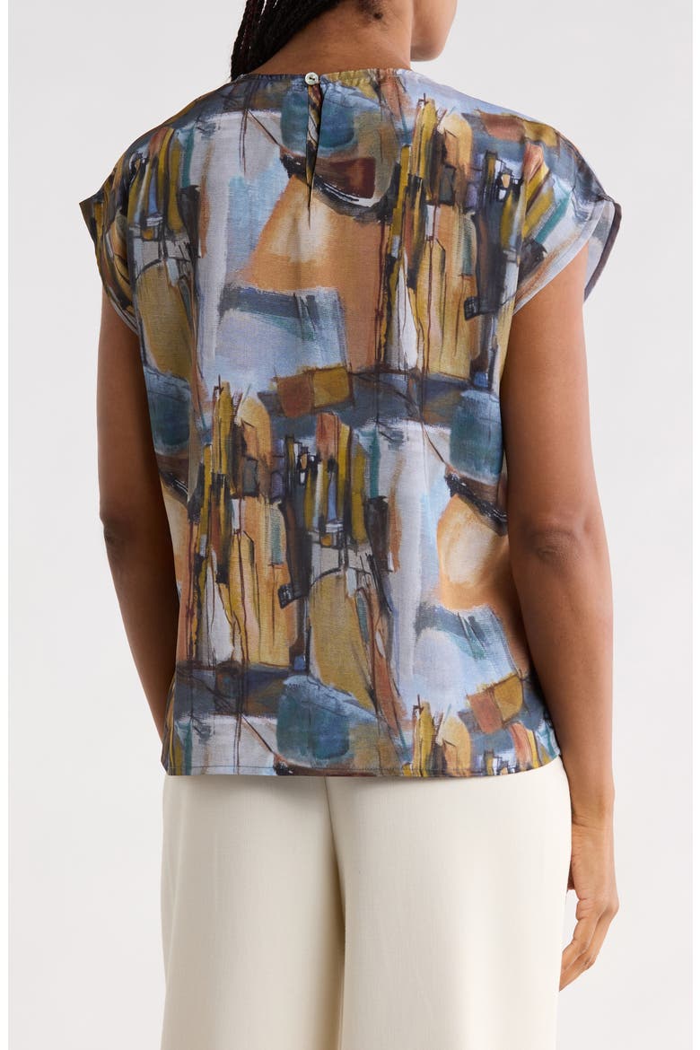 Cap Sleeve Shell, Alternate, color, BROWN MULTI