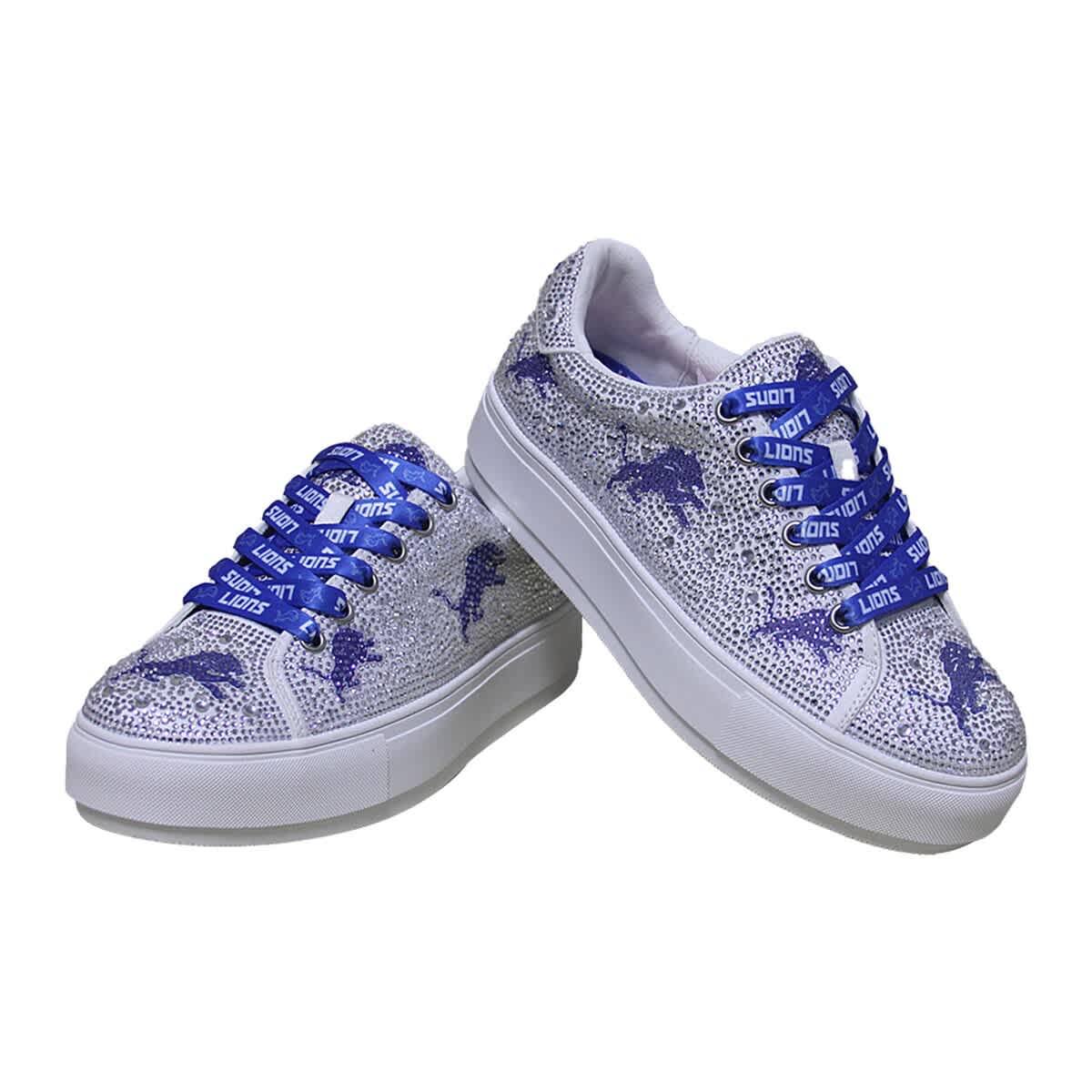 CUCE Women's Cuce White Detroit Lions Crystal Team Logo Sneakers, Alternate, color, 