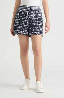 NVLT Floral Gingham Cotton Poplin Drawstring Shorts