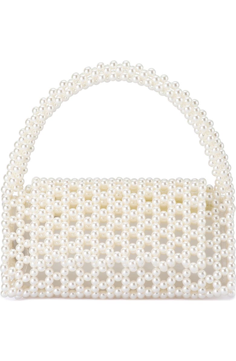 Olga Berg Amrita Faux Pearl Top Handle Bag, Main, color, Pearl