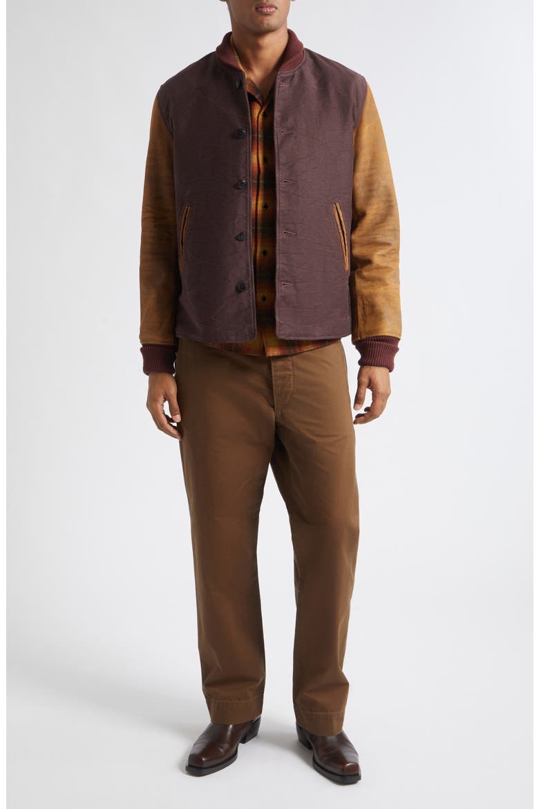 Hendee Mixed Media Varsity Jacket, Alternate, color, VINTAGE BURGUNDY