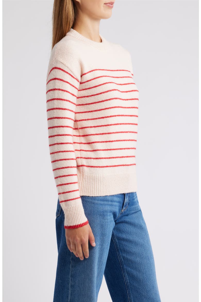 Stripe Relaxed Fit Sweater, Alternate, color, PINK FRESCO- RED STRIPE