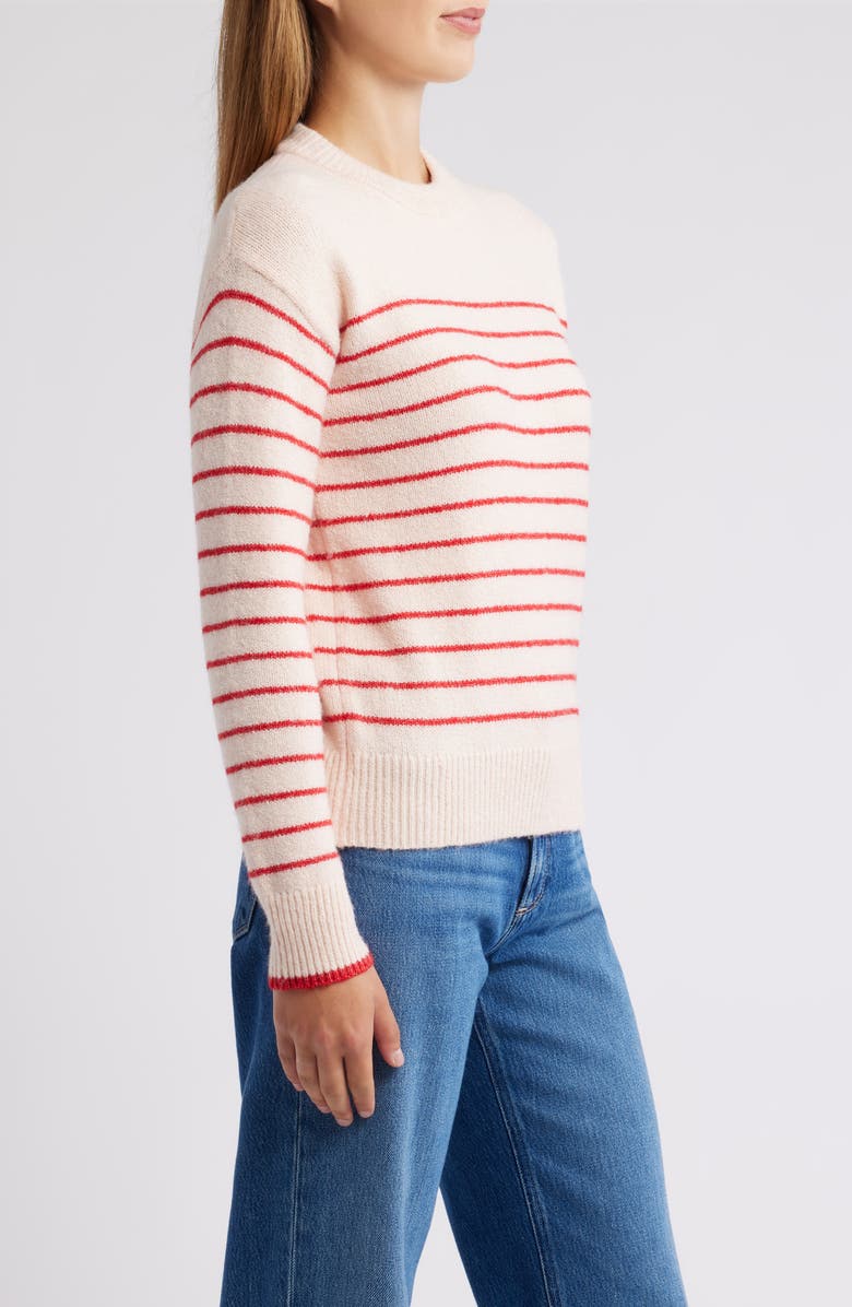 Caslon<sup>®</sup> Stripe Relaxed Fit Sweater, Alternate, color, Pink Fresco- Red Stripe