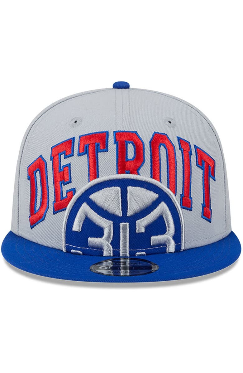 New Era Men's New Era Gray/Blue Detroit Pistons Tip-Off Two-Tone 9FIFTY Snapback Hat, Alternate, color, 