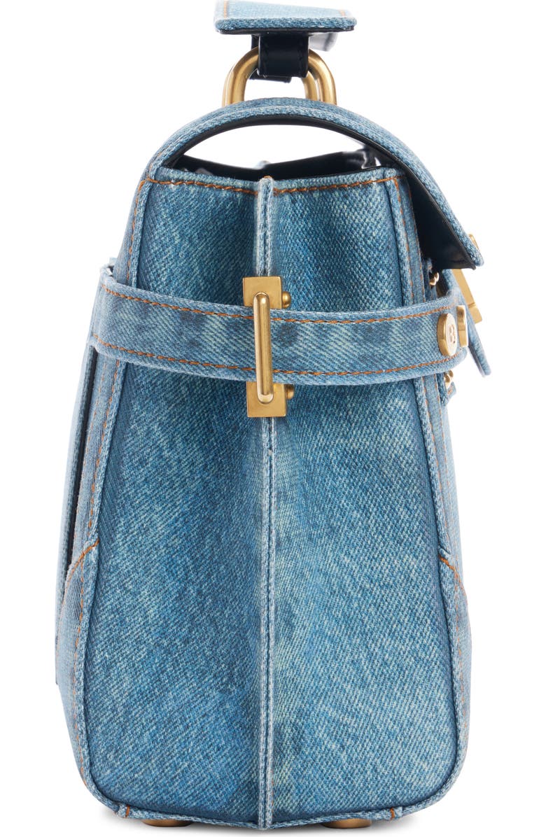 Balmain B-Buzz 23 Denim Top Handle Bag, Alternate, color,