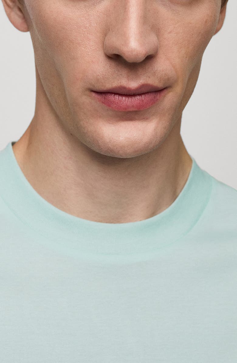 MANGO Slim Fit Cotton T-Shirt, Alternate, color, Aqua Green