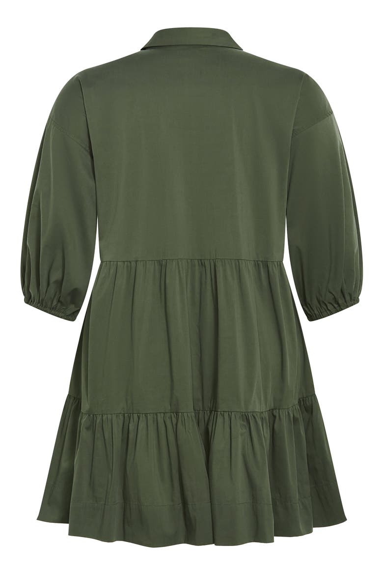 Kiara Balloon Sleeve Tiered Shirtdress, Alternate, color, KHAKI