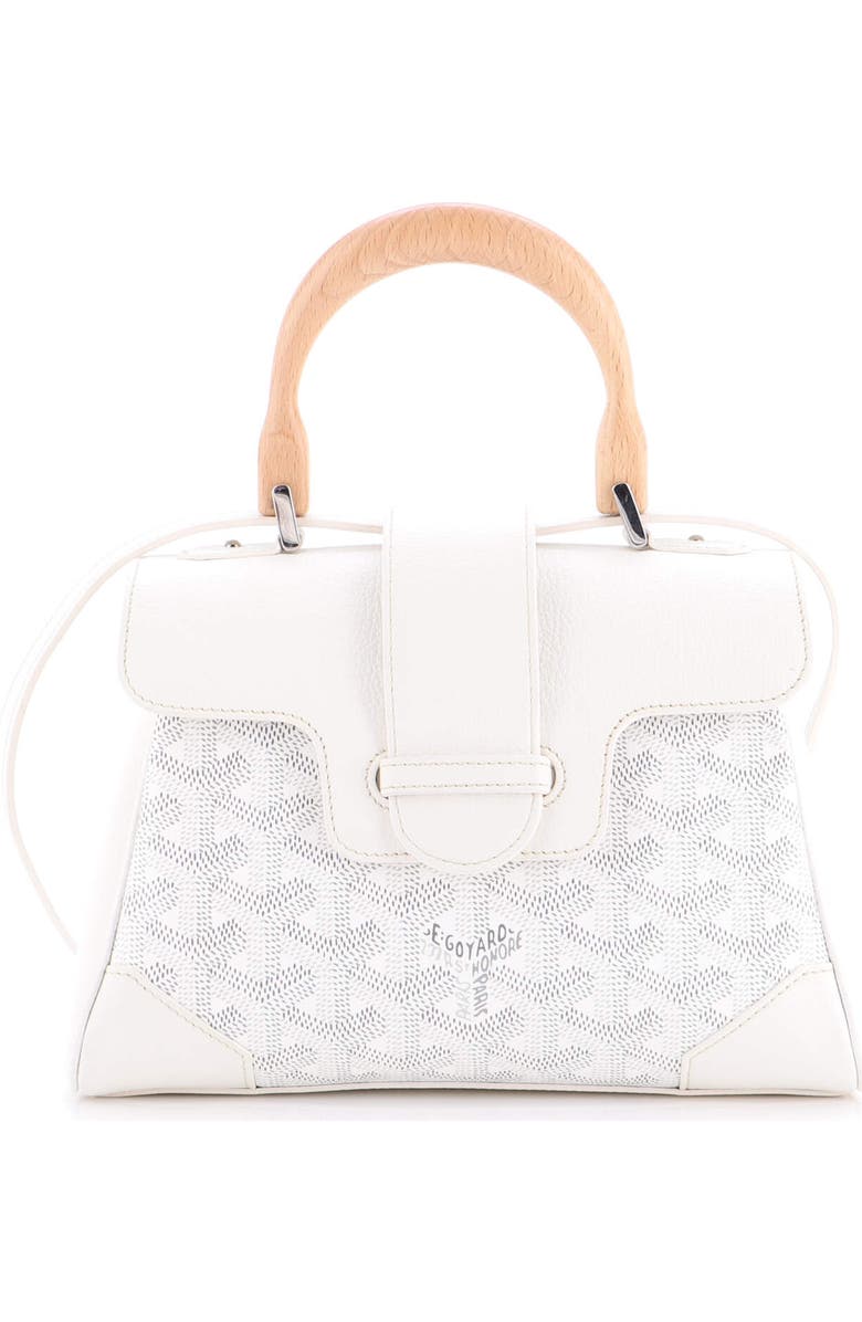 Pre-Owned Goyard Saigon Top Handle Bag Coated Canvas with Leather Mini, Main, color, White