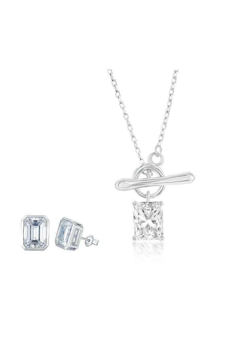 Donatello Gian Toggle Necklace And Studs Set, Main, color, Silver