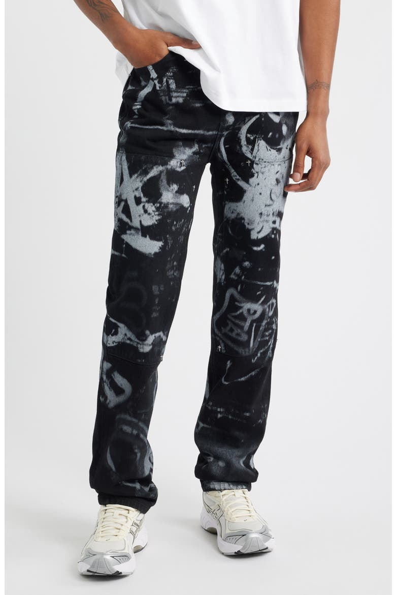 Ricardo Slim Fit Graffiti Graphic Jeans, Main, color, GRAFFITI GRAPHITE