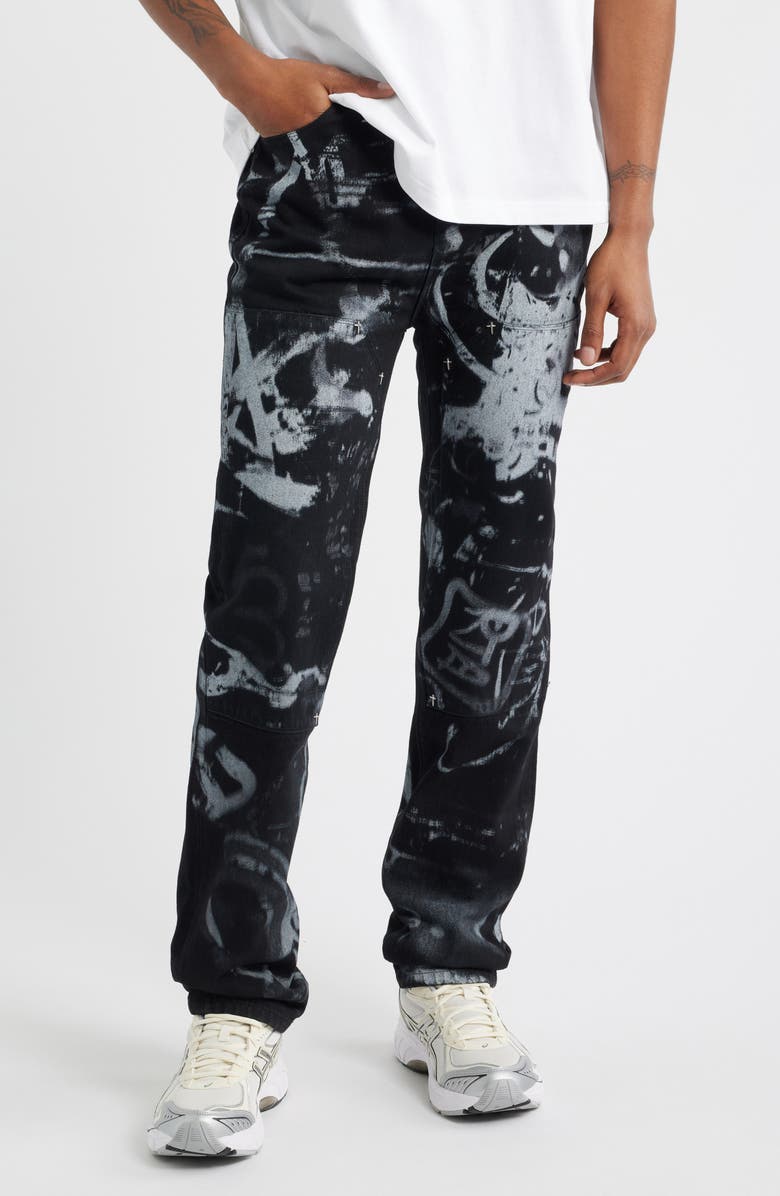 RtA Ricardo Slim Fit Graffiti Graphic Jeans, Main, color, Graffiti Graphite