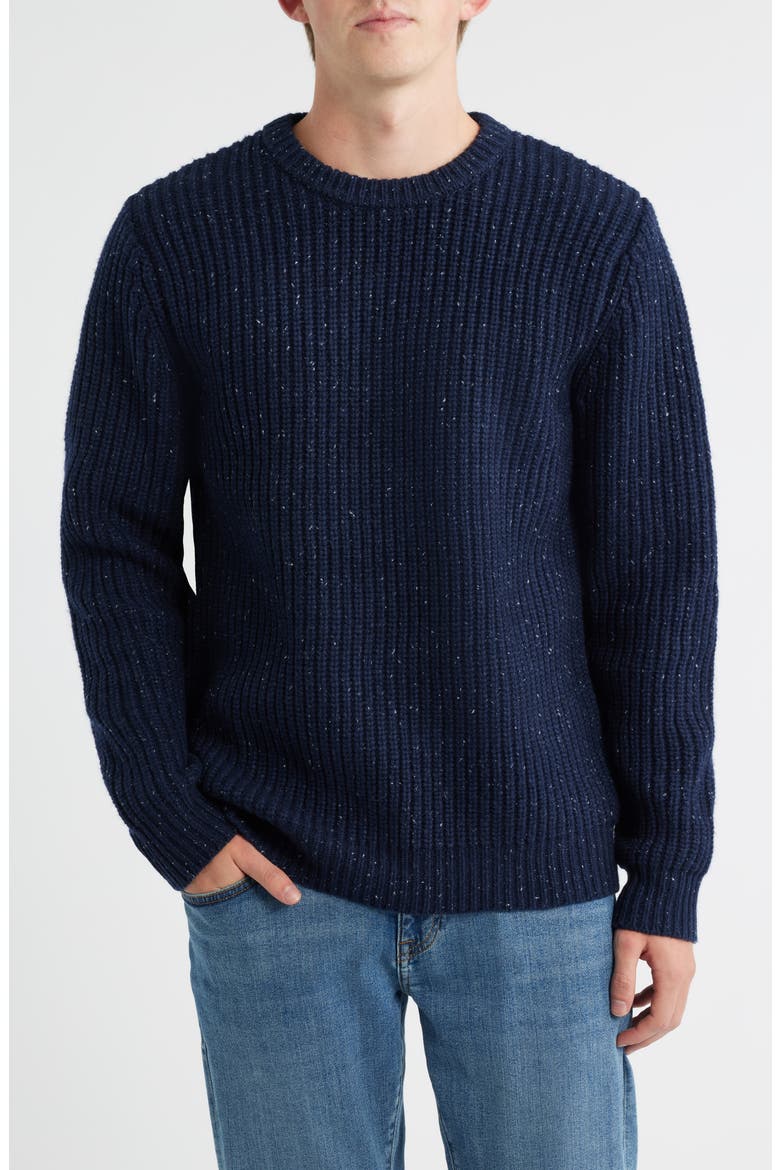 Donegal Tweed Wool Blend Crewneck Sweater, Main, color, NAVY