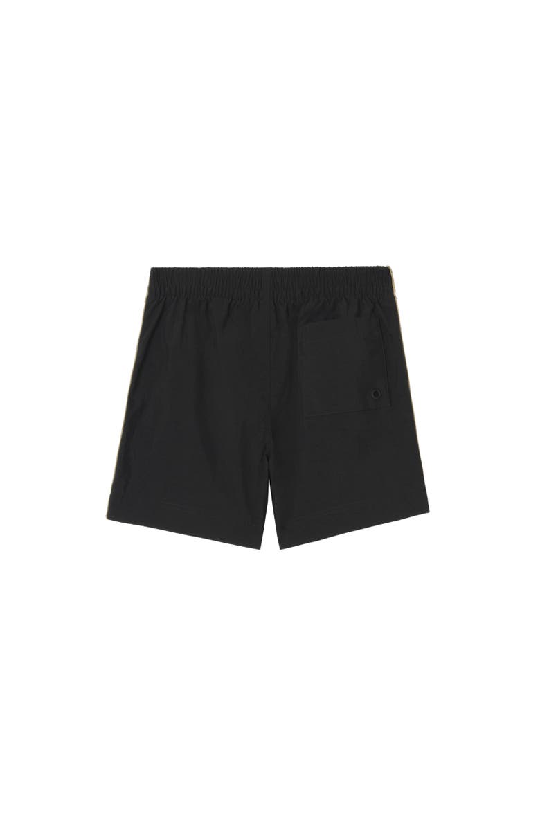 Burberry Check Trim Swim Shorts, Alternate, color, Black