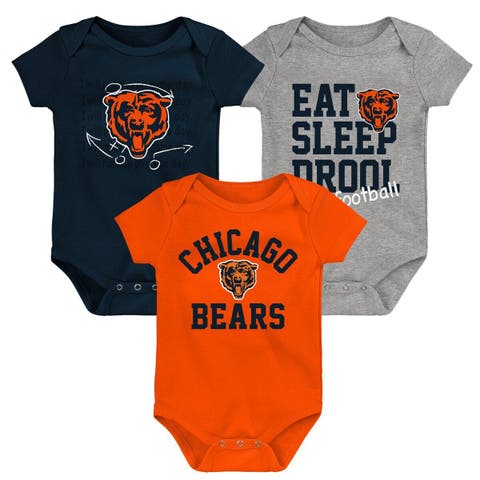 Newborn & Infant Orange/Navy/Heather Gray Chicago Bears Three-Pack Eat, Sleep & Drool Retro Bodysuit Set