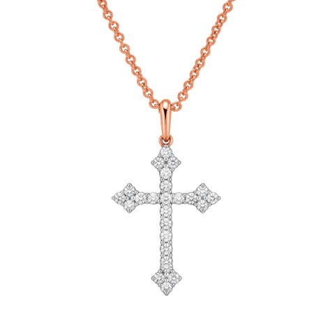 Lumina 14k Gold 0.25 Ct Natural Diamond Cross Pendant Necklace