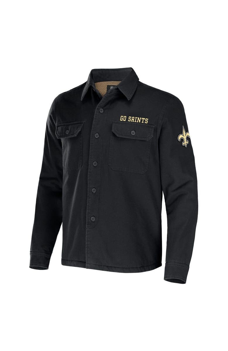 NFL X DARIUS RUCKER Men's NFL x Darius Rucker Collection by Fanatics Black New Orleans Saints Canvas Button-Up Shirt Jacket, Alternate, color, Black