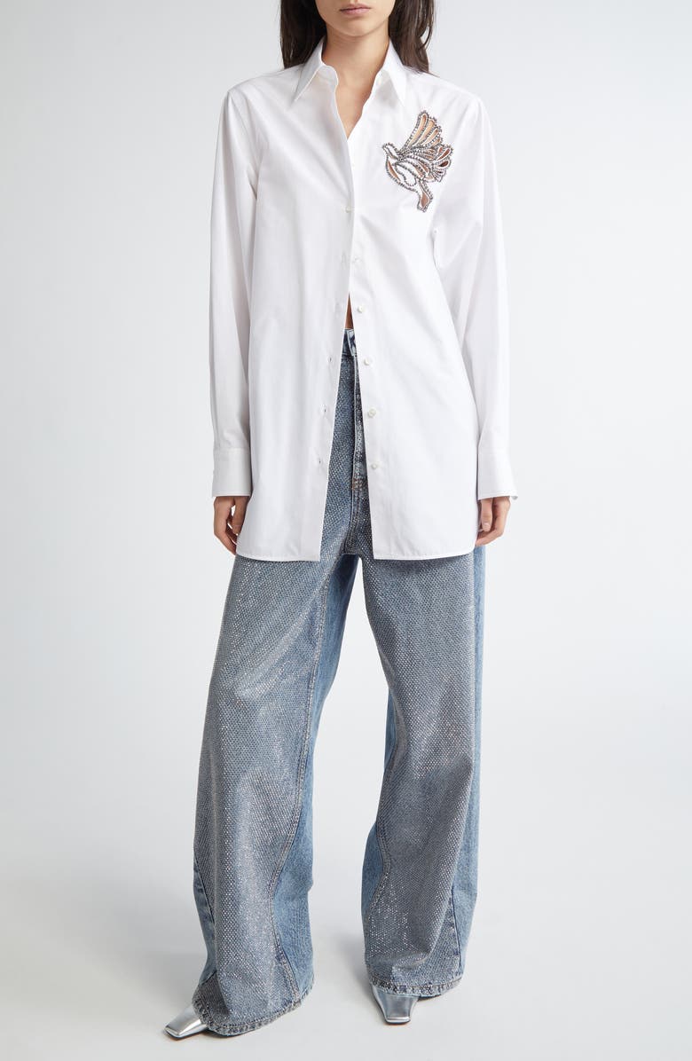 Stella McCartney Hotfix Wide Leg Jeans, Alternate, color, Vintage Blue Denim