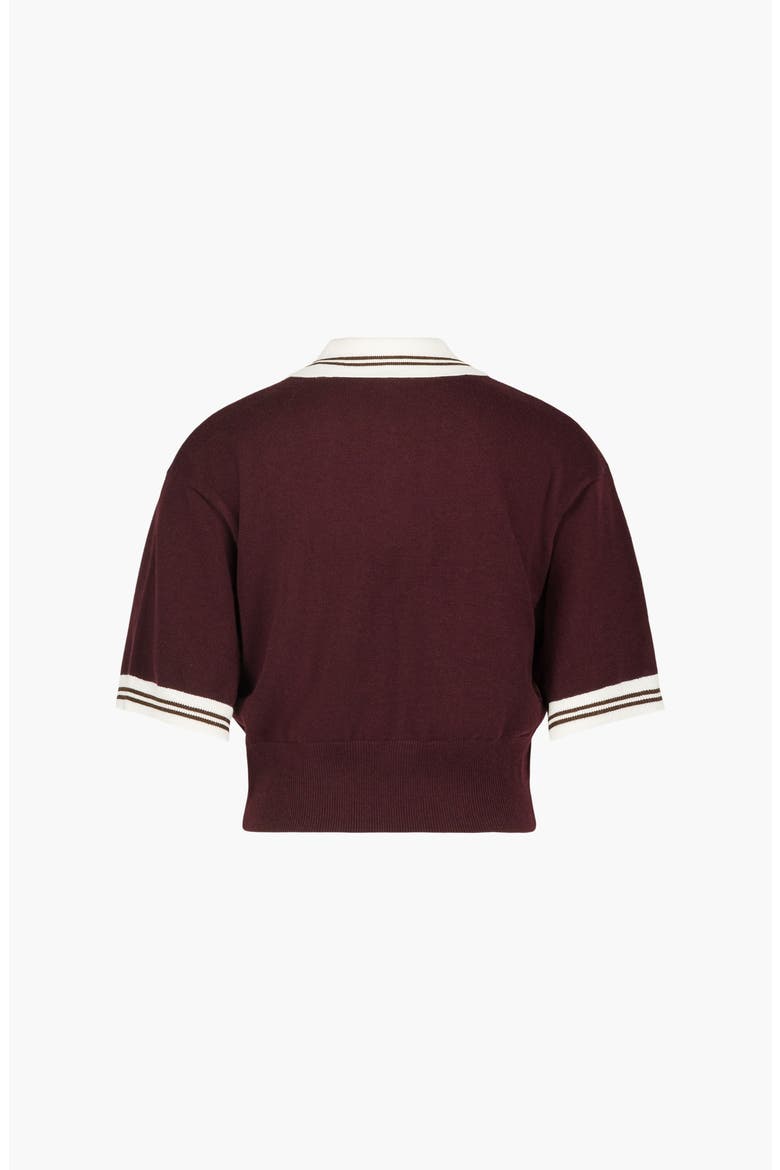 Remy Cropped Polo Knit Top, Alternate, color, Burgundy