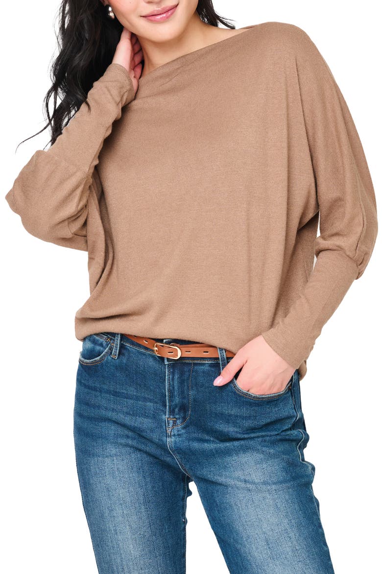 Slouchy Luxe Boatneck Top, Alternate, color, MOCHA MOUSSE