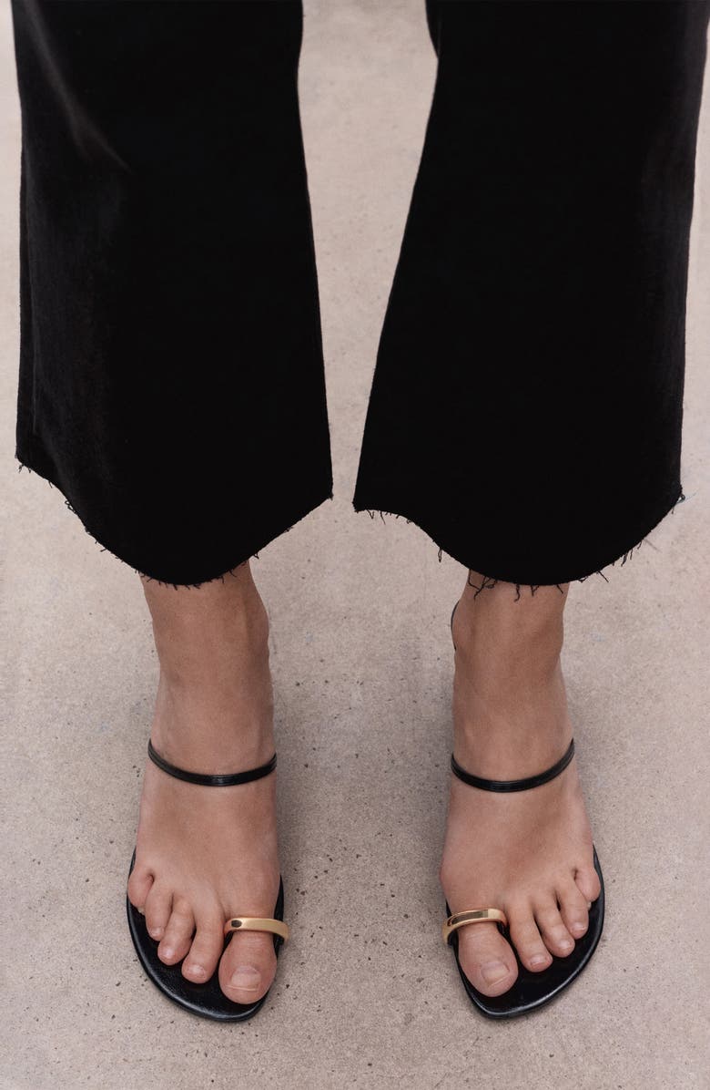 MANGO Over the Bump Raw Hem Crop Flare Maternity Jeans, Alternate, color, Black Denim