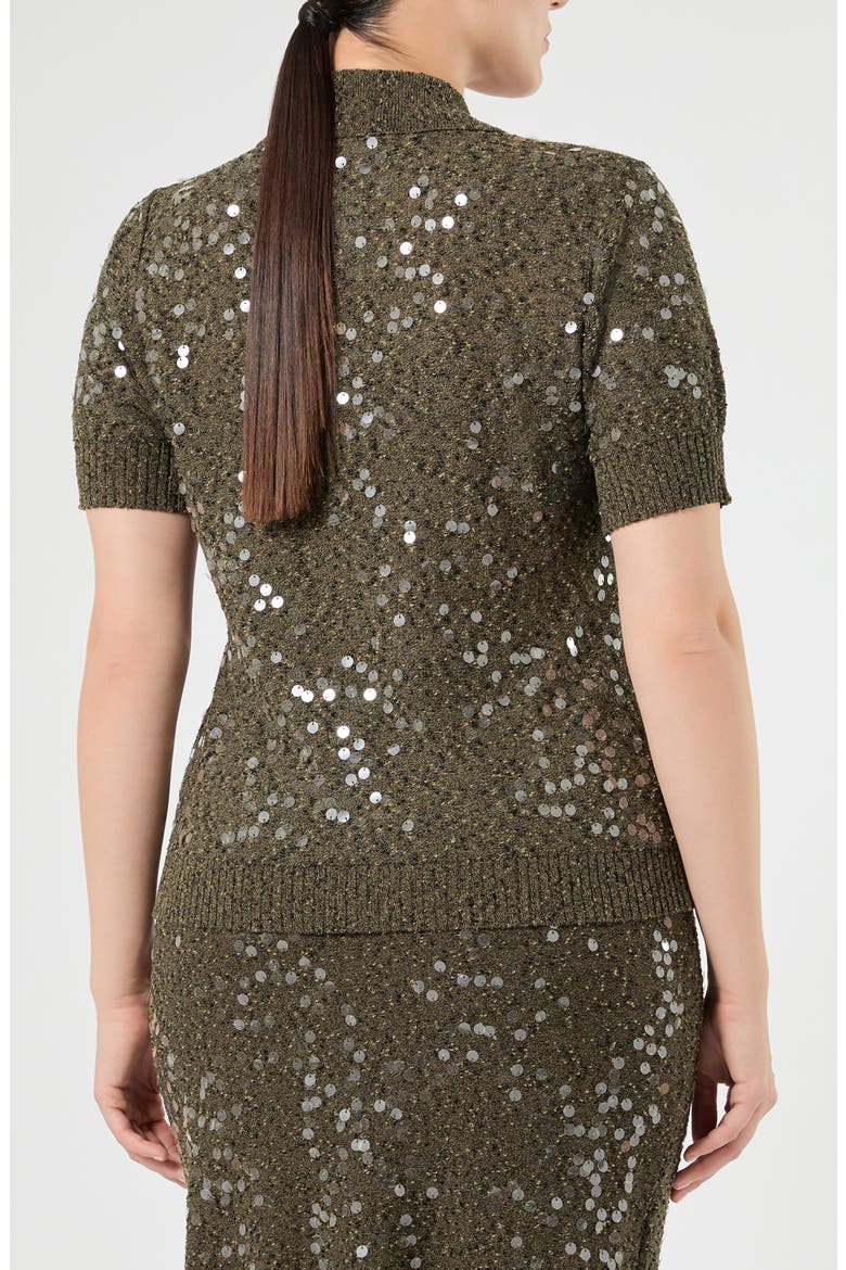 Panno Sequin Knit Polo, Alternate, color, KAKI