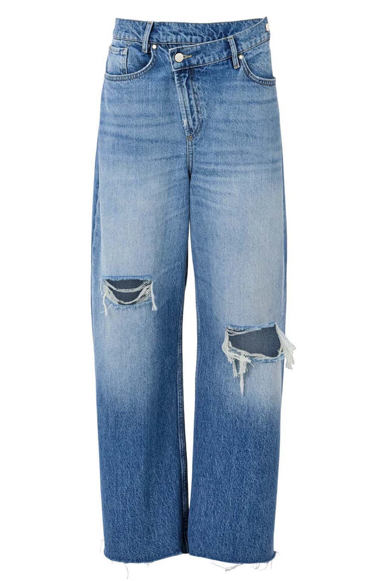 Aki Crossover Ripped Wide Leg Jeans, Alternate, color, LIGHT INDIGO