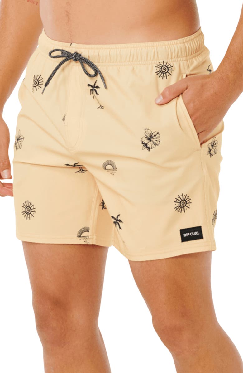 Rip Curl Sessions Volley Swim Trunks, Alternate, color, Straw
