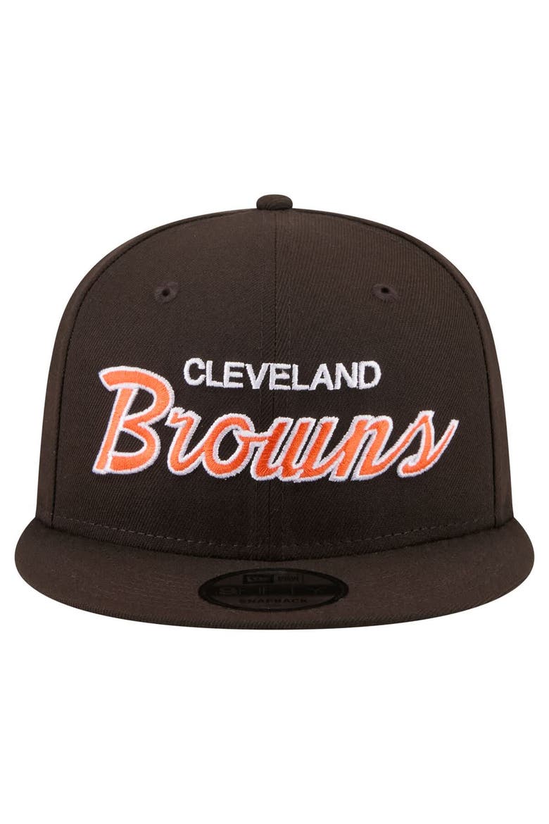Men's New Era  Brown Cleveland Browns Core Team Script 9FIFTY Snapback Hat, Alternate, color, Brown