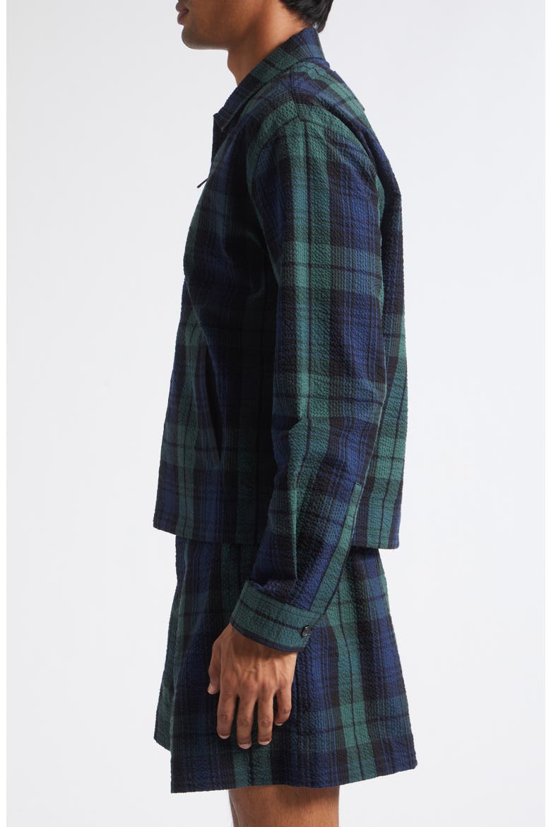 Plaid Cotton Seersucker Zip Jacket, Alternate, color, NAVY/ GREEN