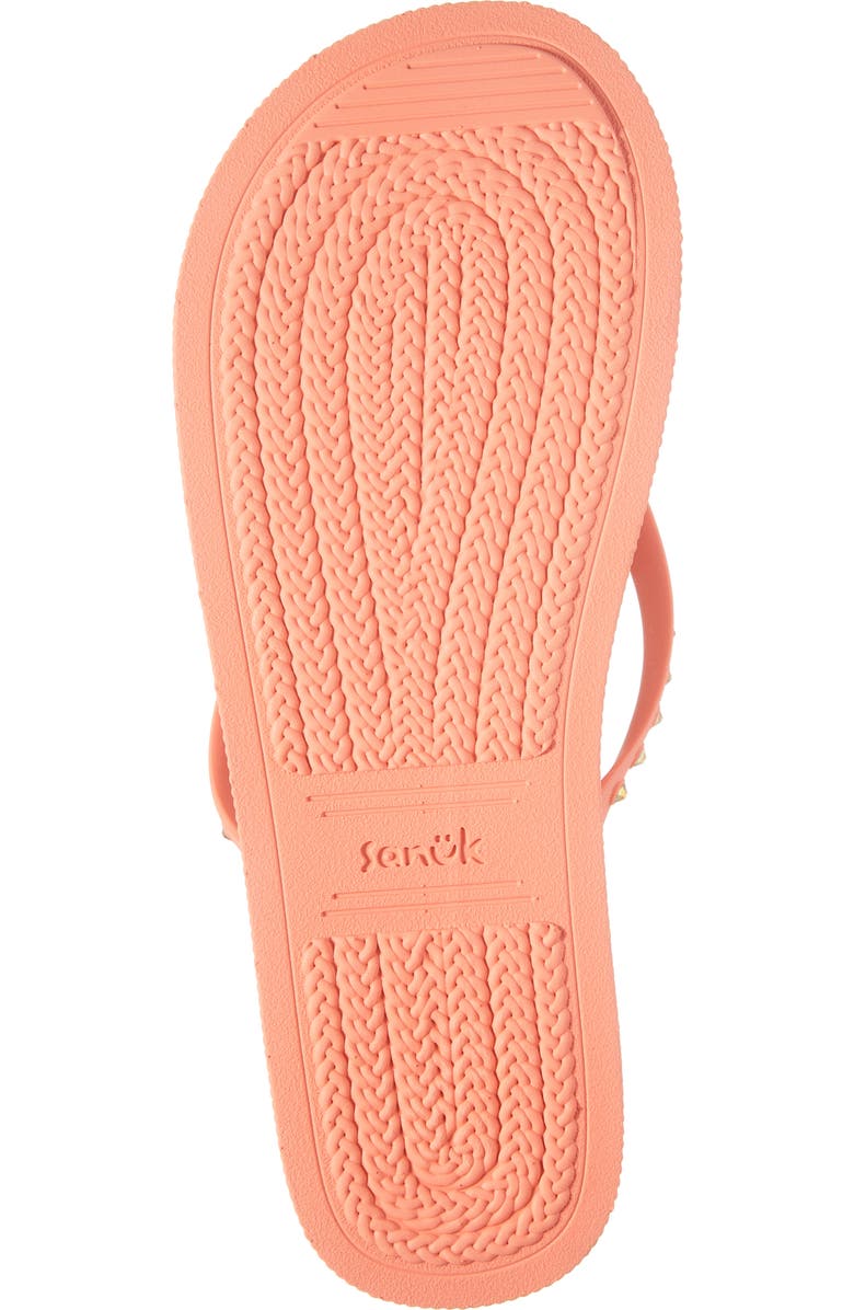 Sanuk Funshine Rhinestone Flip Flop, Alternate, color, Fusion Coral