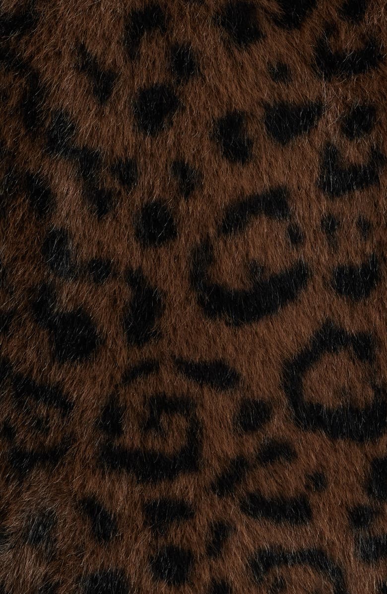MANGO Zurich Leopard Spot Faux Fur Coat, Alternate, color, Brown