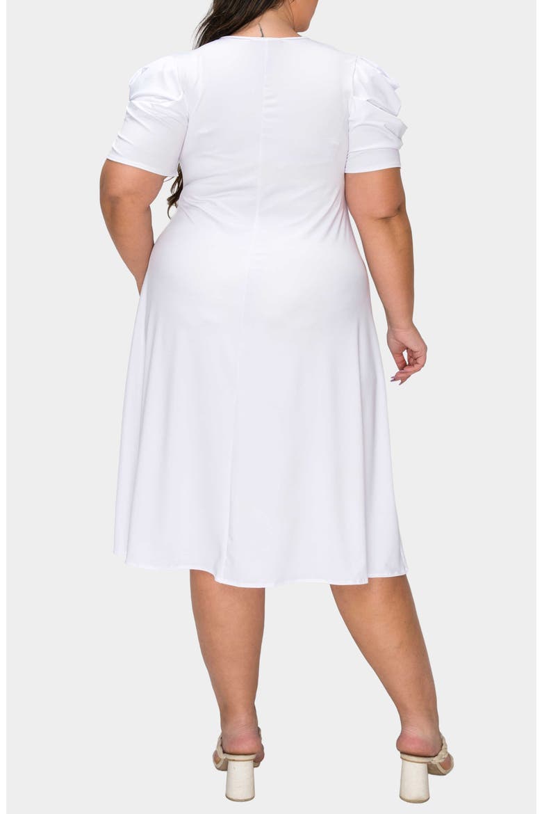 Aleyna Puff Sleeve A-Line Dress, Alternate, color, WHITE