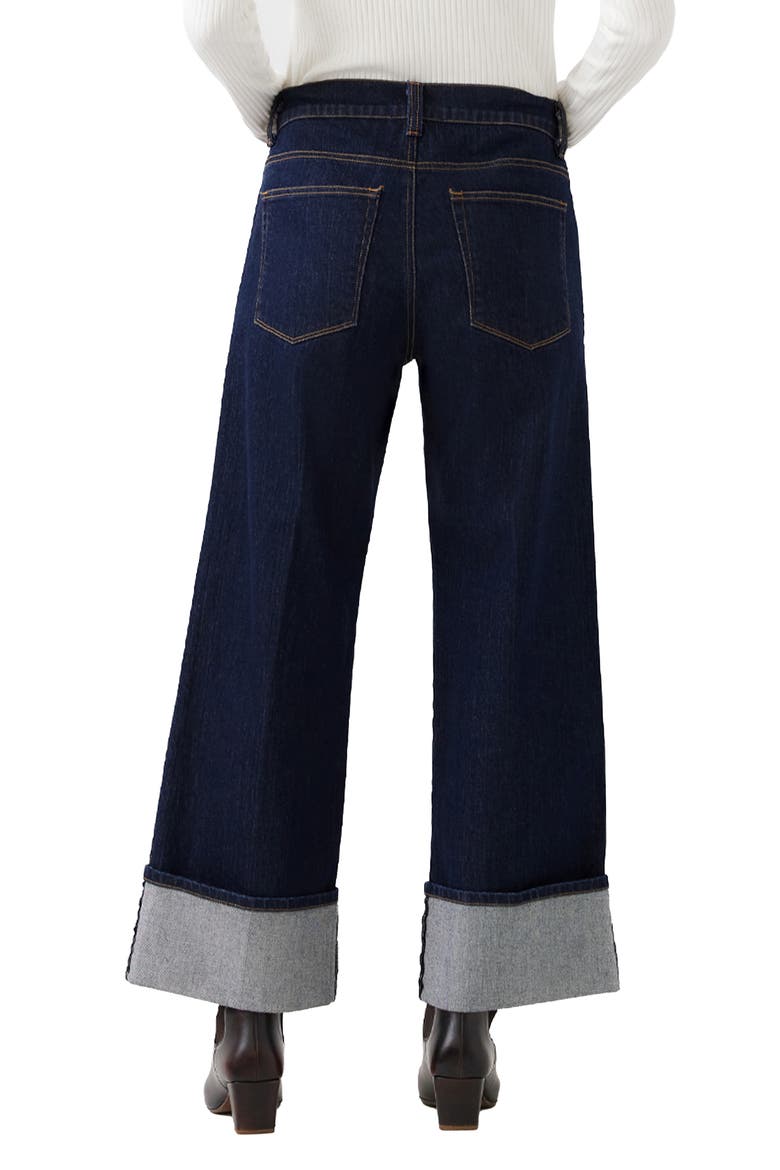 Cuffed Cropped Wide Leg Jeans, Alternate, color, INDIGO