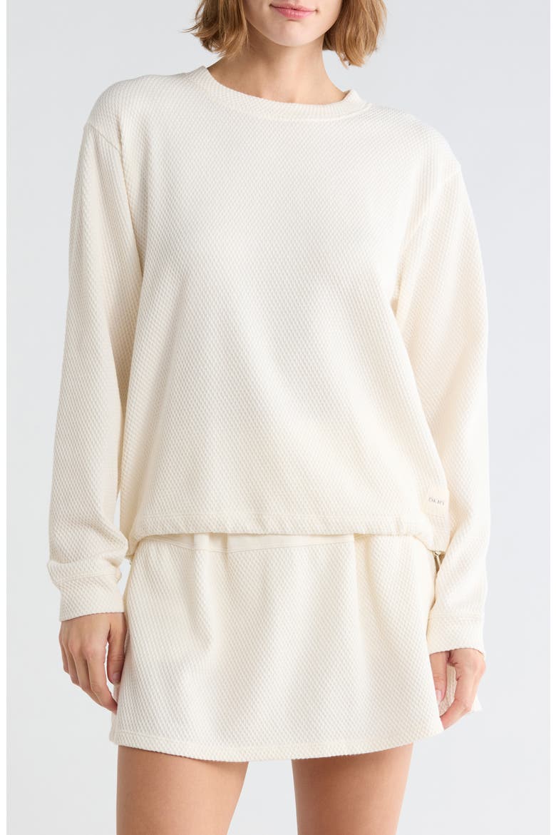 Jacquard Mixed Long Sleeve Crewneck Sweatshirt, Main, color, EGG NOG