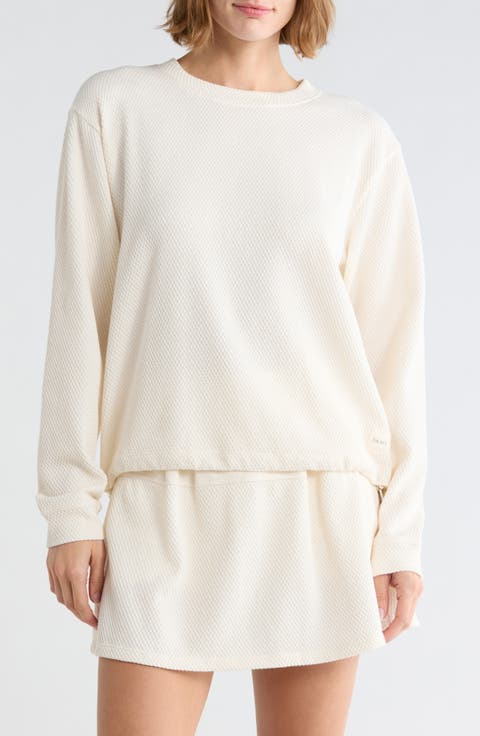 Jacquard Mixed Long Sleeve Crewneck Sweatshirt