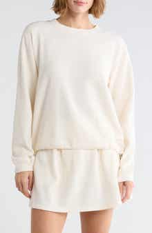 Jacquard Mixed Long Sleeve Crewneck Sweatshirt