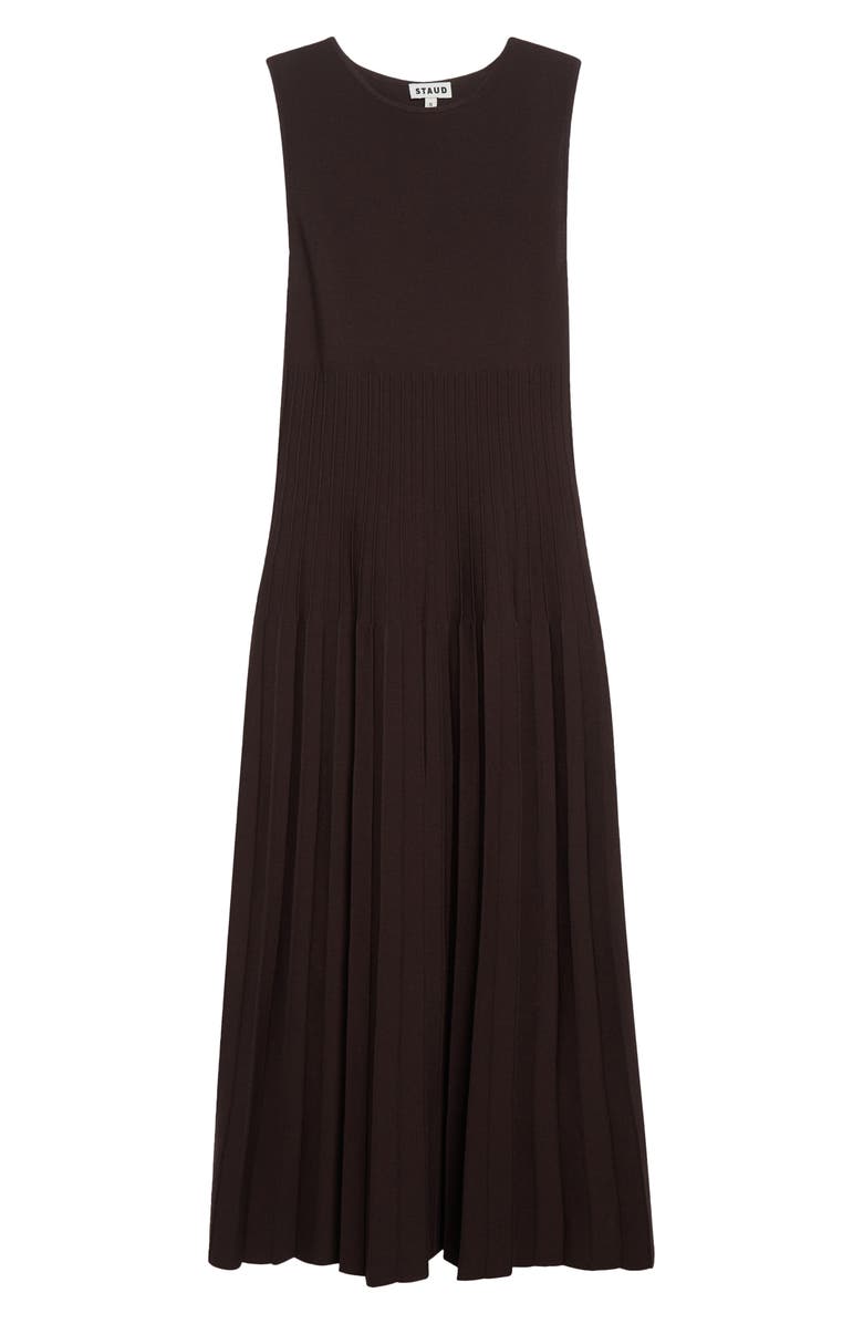 STAUD Elyse Pleated Sleeveless Knit Maxi Dress, Alternate, color, Earth