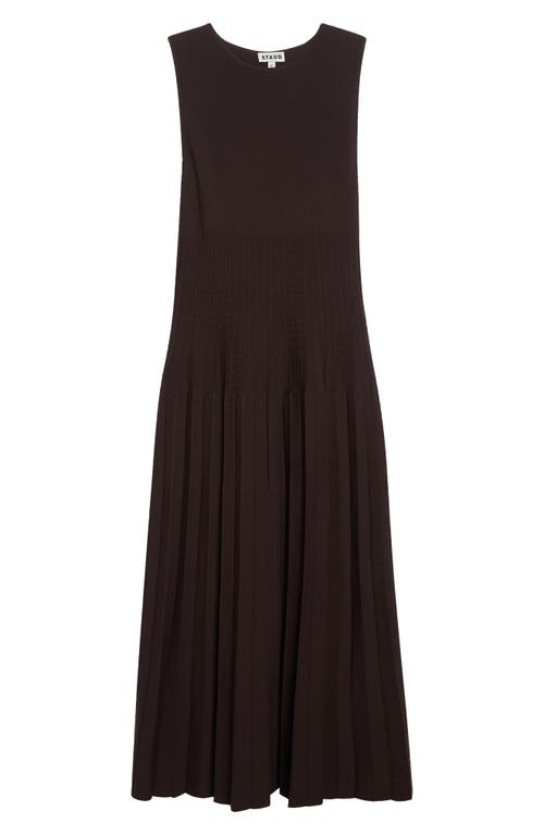 Staud Elyse Pleated Sleeveless Knit Maxi Dress In Brown