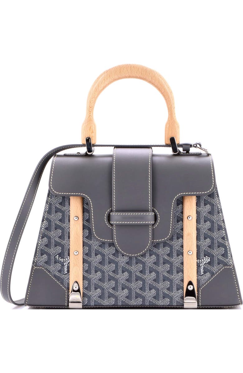 Pre-Owned Goyard Saigon Top Handle Bag Coated Canvas with Leather PM, Main, color, Gray