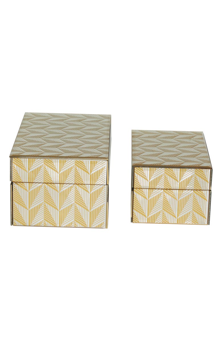 VIVIAN LUNE HOME Gold Glass Geometric Box with Glass Sides - Set of 2, Alternate, color, Gold