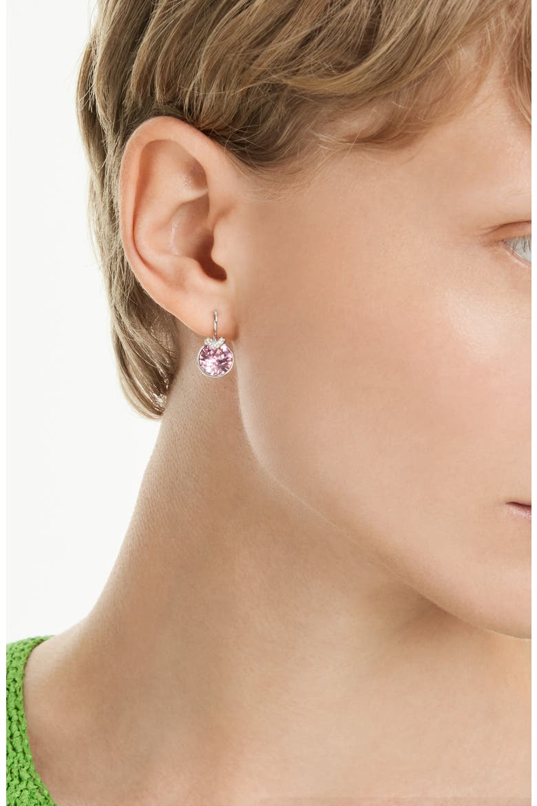 Bella Crystal Drop Earrings, Alternate, color, PINK/ SILVER