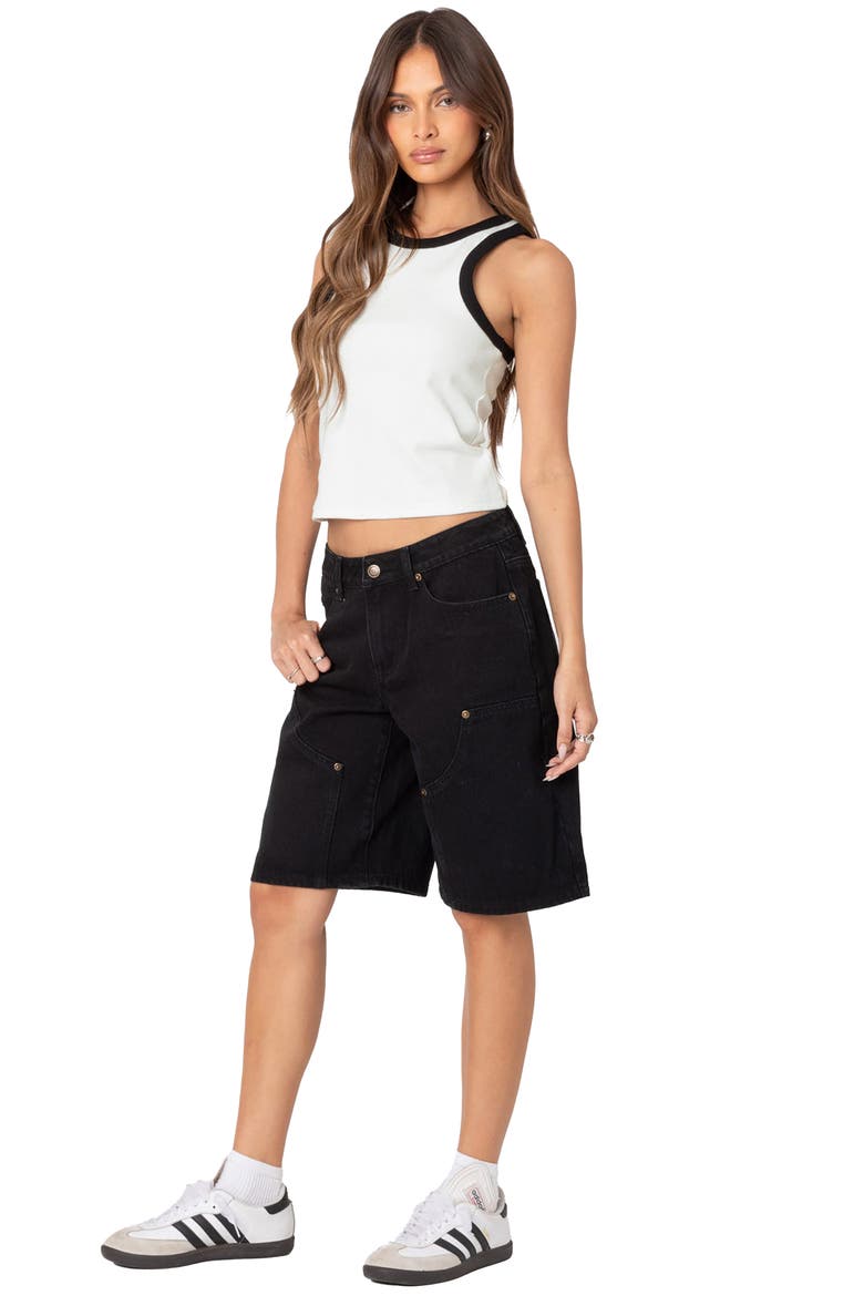 Jacqui Low Rise Denim Bermuda Shorts, Alternate, color, BLACK